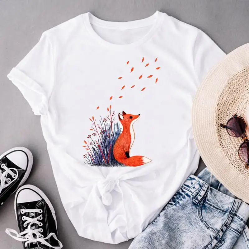 

Women Wild Animal Cute Fashion Lady Clothes Short Sleeve Print Spring Tops Tees Female O-neck Summer Tshirt Graphic T-Shirt
