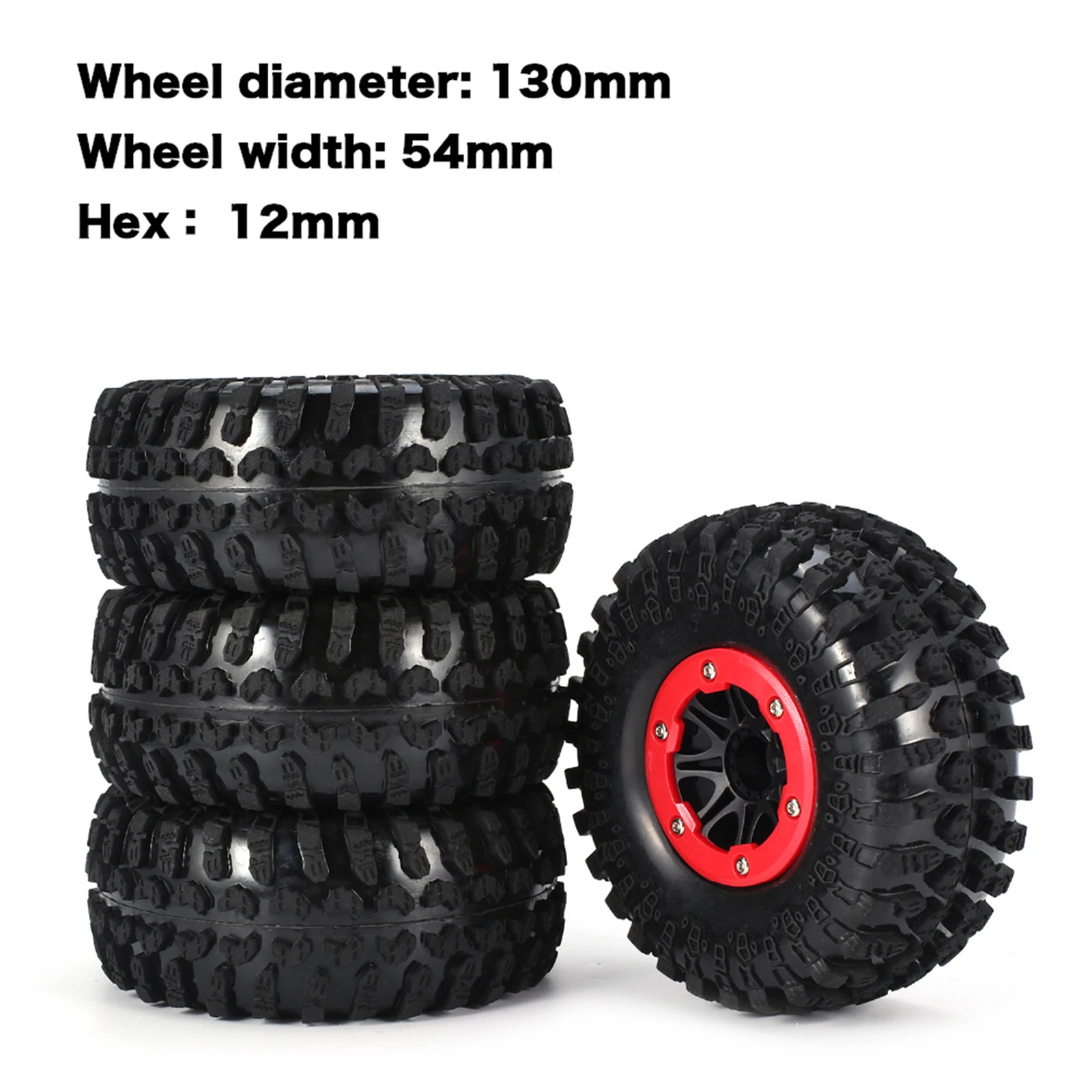 

4pcs 132mm 2.2 Inch Rim Rubber Tyre Wheel Set for Axial SCX10 RC4WD D90 1/10 RC Rock Crawler Car Tamiya Tt02 Wltoys Traxxas Trx4