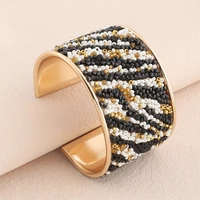 big wide statement gold bead crystal stone mixed bangles bracelet for women female exaggerated gold boho bracelets