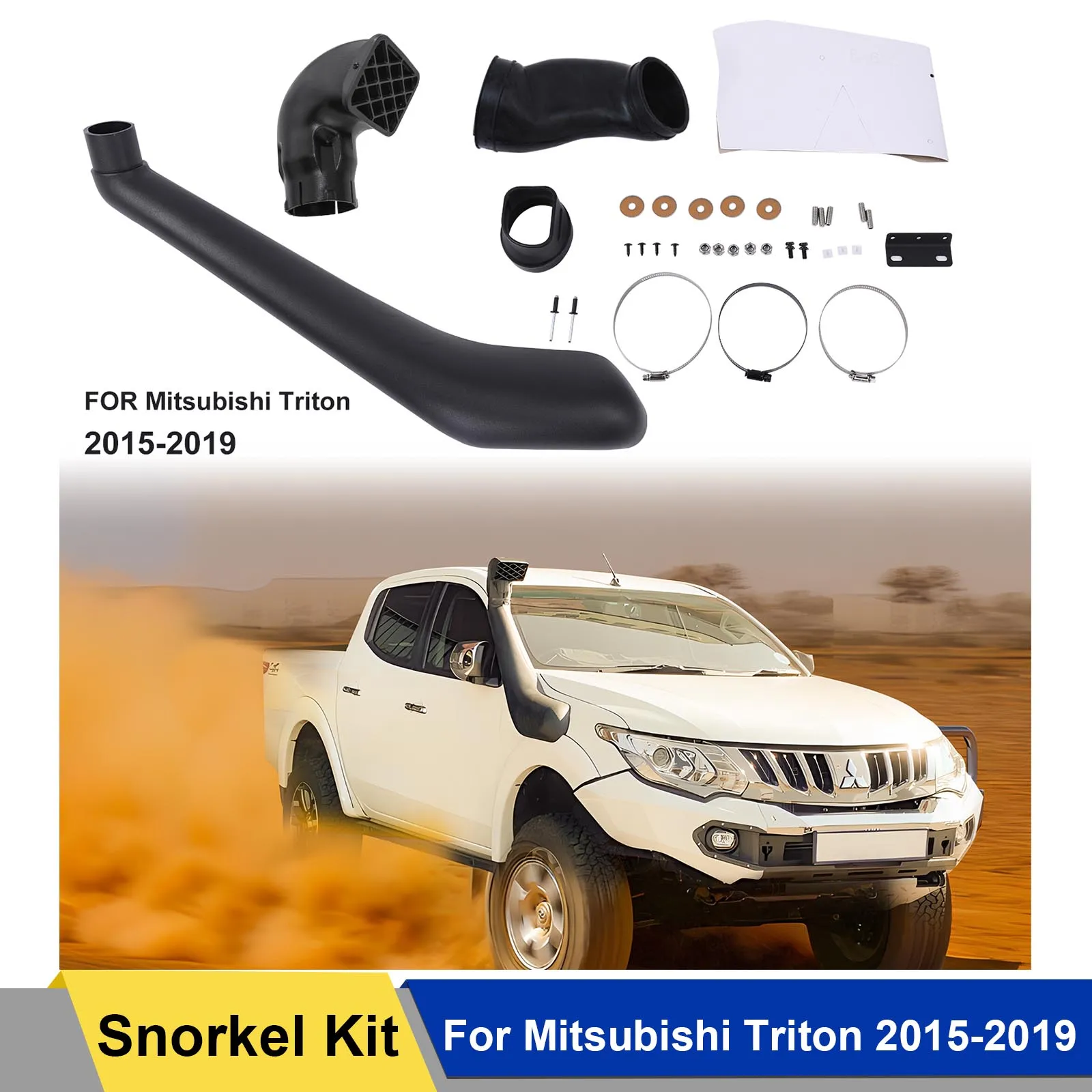 

Air Intake Car Snorkel Kits for Mitsubishi L200 Triton 2015 2016 2017 2018 2019 Matte Black 2.4L Turbo Diesel (4N15 Engine)