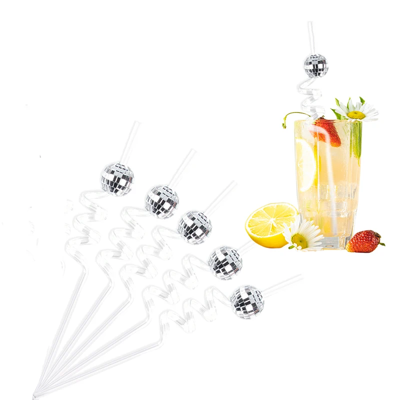 

Набор розовых диско-шарных соломинок Groovy 70-х