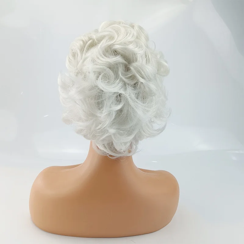 Европейская и американская белая мода короткие вьющиеся волосы белое химическое