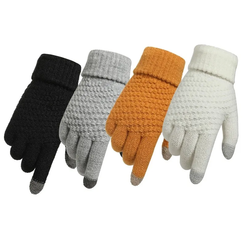 

Sports Women Men Warm Winter Touch Screen Gloves Stretch Knit Mittens Wool Full Finger Guantes Female Crochet Glove Cycling