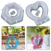 tool epoxy resin mold casting flower vase silicone molds crystal resin tray mold love heart shaped hydroponic container