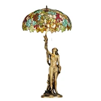 copper floor lamps european tiffany lampshade floor light atmosphere stained glass statue sculpture bedside lamp