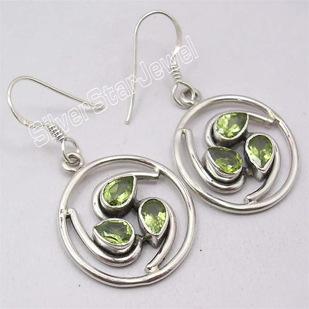 

4 Color Religious Shining 3 Semi-precious Stone Dangle Earrings