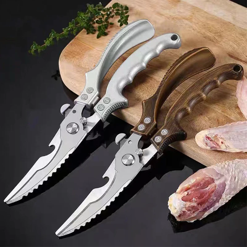 

Heavy Duty Kitchen Scissors Fish Scale Chicken Bone Shears Stainless Steel Multi-function Sharp Poultry Seafood Vegetable Cutter