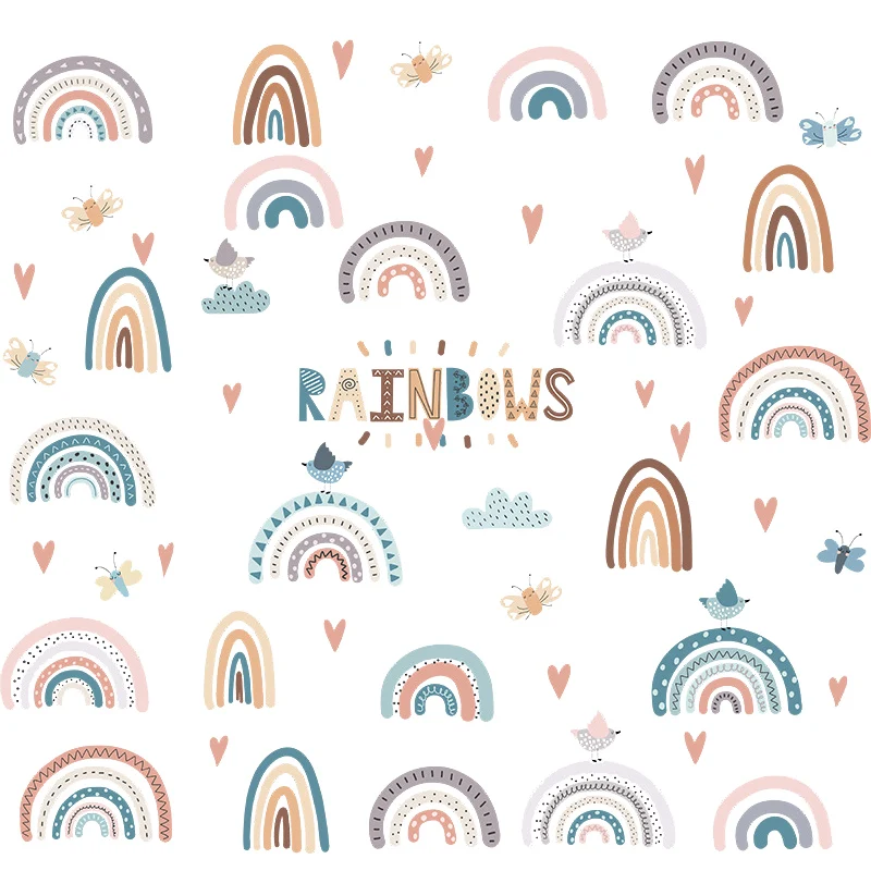 

Rainbow Wall Stickers Removable DIY ins Wall Decoration PVC Decals Home Decor Wallpapers for Girls Kids room Nursery Bedroom