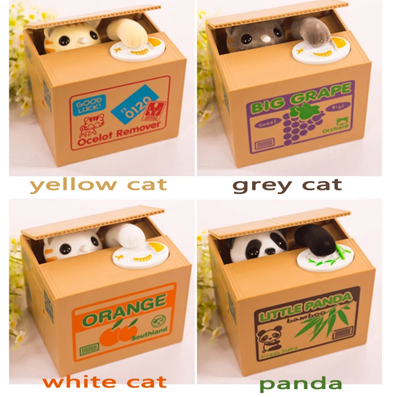 

Creative Cute Automatic Coins Banks Cartoon Panda Cat Pig Steal Coin Money Saving Box Kids Novelty Toys Gifts Home Decorations