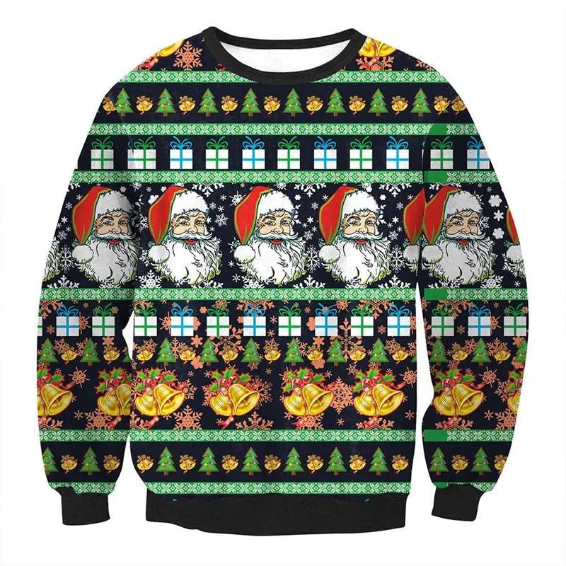 

Vintage Santa Claus Ugly Sweatshirt Christmas Decorations Hoodie Outfit Harajuku Fashion Pullover Autumn Streetwear Long Sleeves