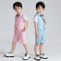 summer kid boys formal vest clothing sets for wedding holiday performance new brand children costumes teenager suits green