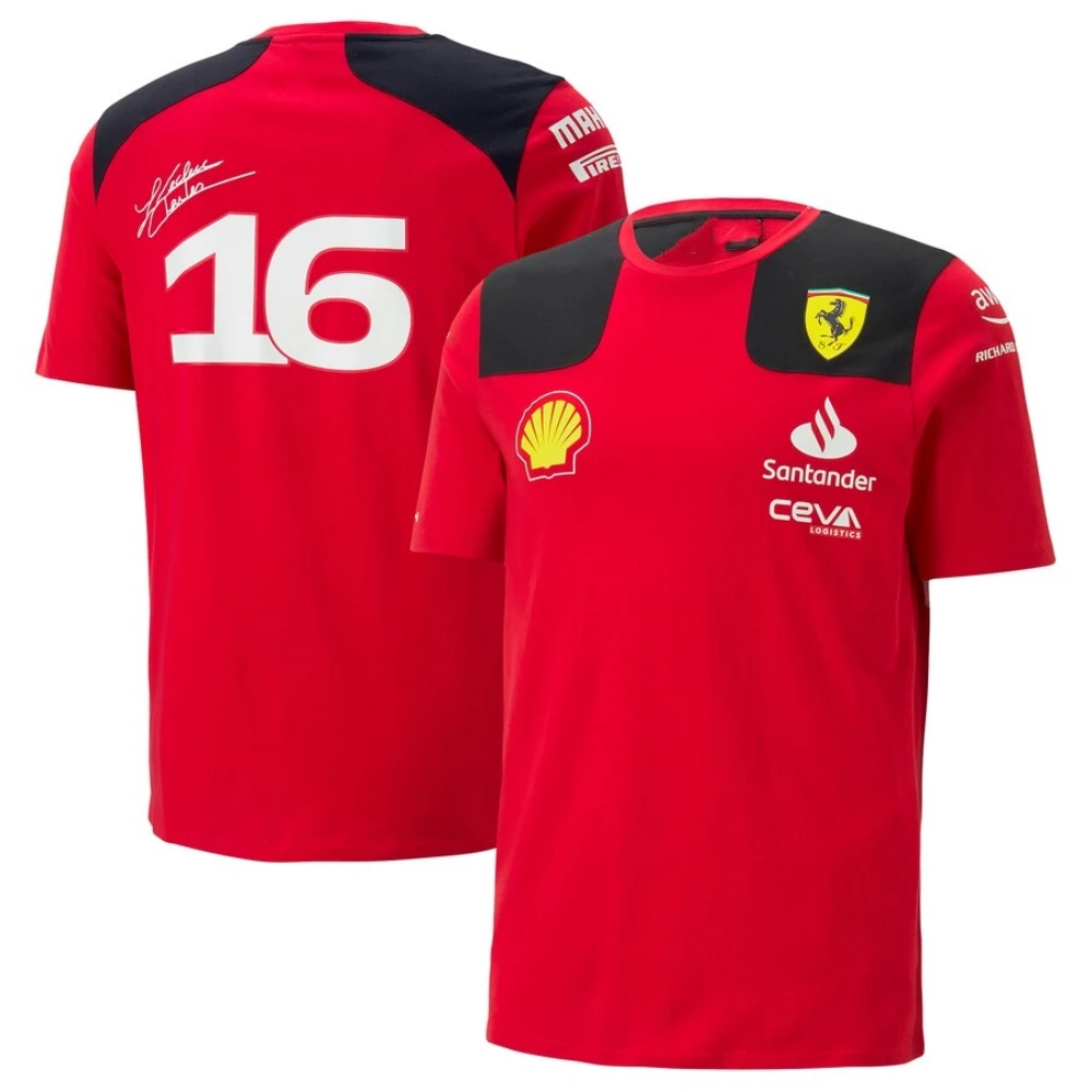 Ferrari- T -shirt With 3d Print For Children Breathable Sportswear With Informal Round Neck Short Sleeve New Season 2023 Ferrar