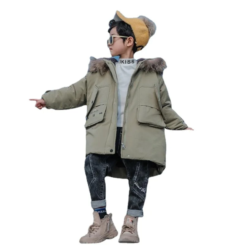 Ing Jackets For Girls Thicken Fur Collar Winter Jacket Hooded Coat For Boys