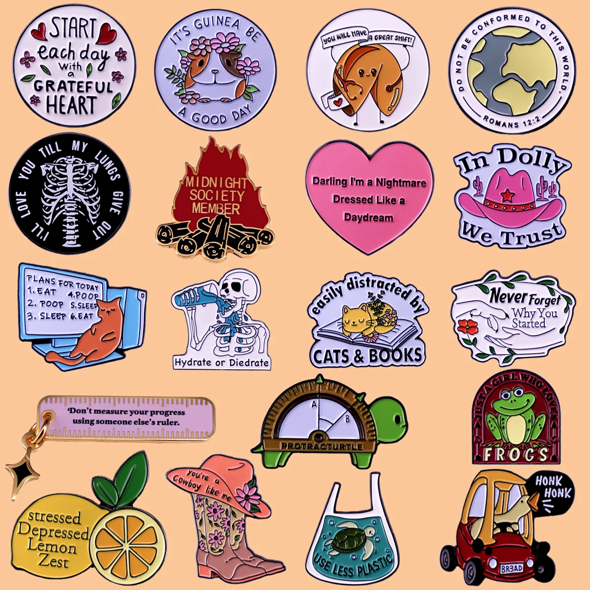 

Environmental Protection Reminder Enamel Pin Frog Quotations Series Brooch for Women Lapel Pins Badges on Backpack Jewelry