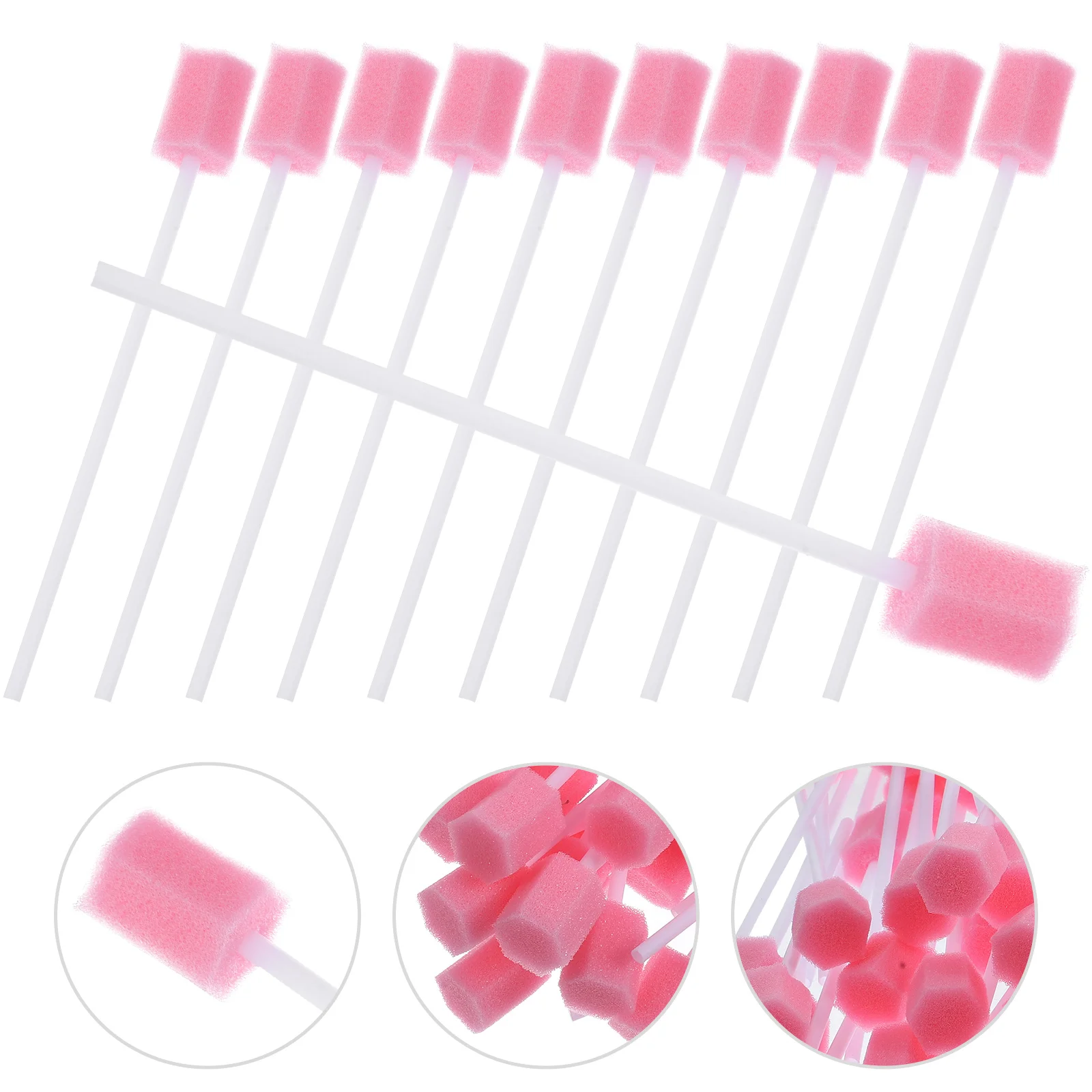 

100pcs Disposable Oral Care Sponge Swab Tooth Cleaning Mouth Swabs (Pink) Vaapes Individually wrapped