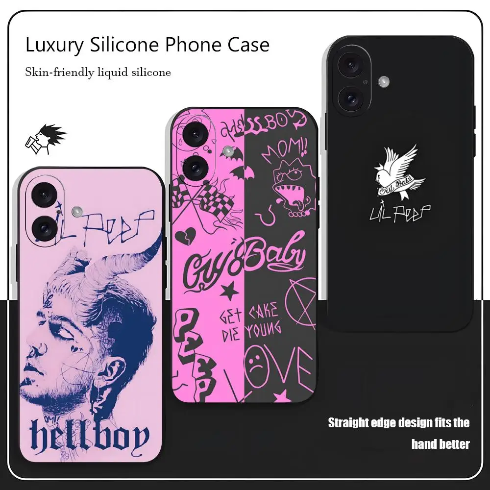 Фото Чехол для телефона L-Lil Peep Famous Star Popular для iPhone 17 16 15 14 13 12 X XR XS 8 Plus Mini Pro Max, мягкий, черный, противоударный №1