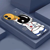 phone case for iphone 11 12 13 mini pro xs max xr x 8 7 plus cute astronaut colour liquid silicon soft bumper back cover funda