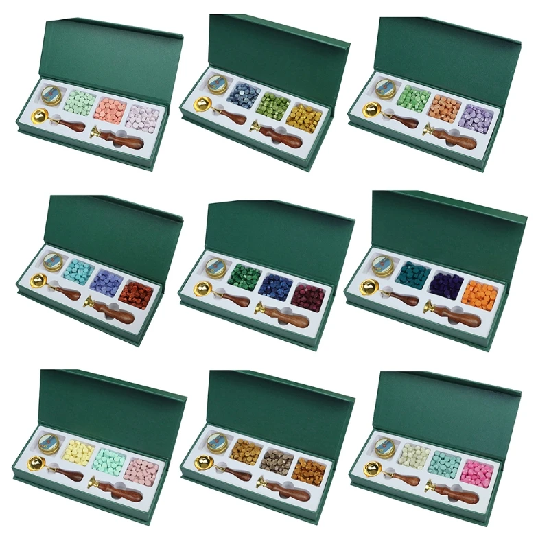 

Retro Vintage Wedding Custom Wax Seal Stamp Kit Metal Wood Handle Stamps with Gift Box for Sealing Wax for Cards
