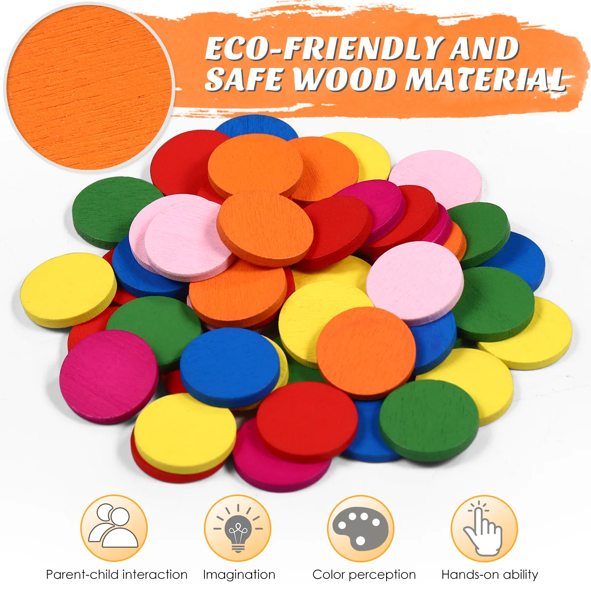 Token Toys for Kids Math Manipulatives Kidcraft Playset Colorful Wood Disc DIY Round Checkerboard Child