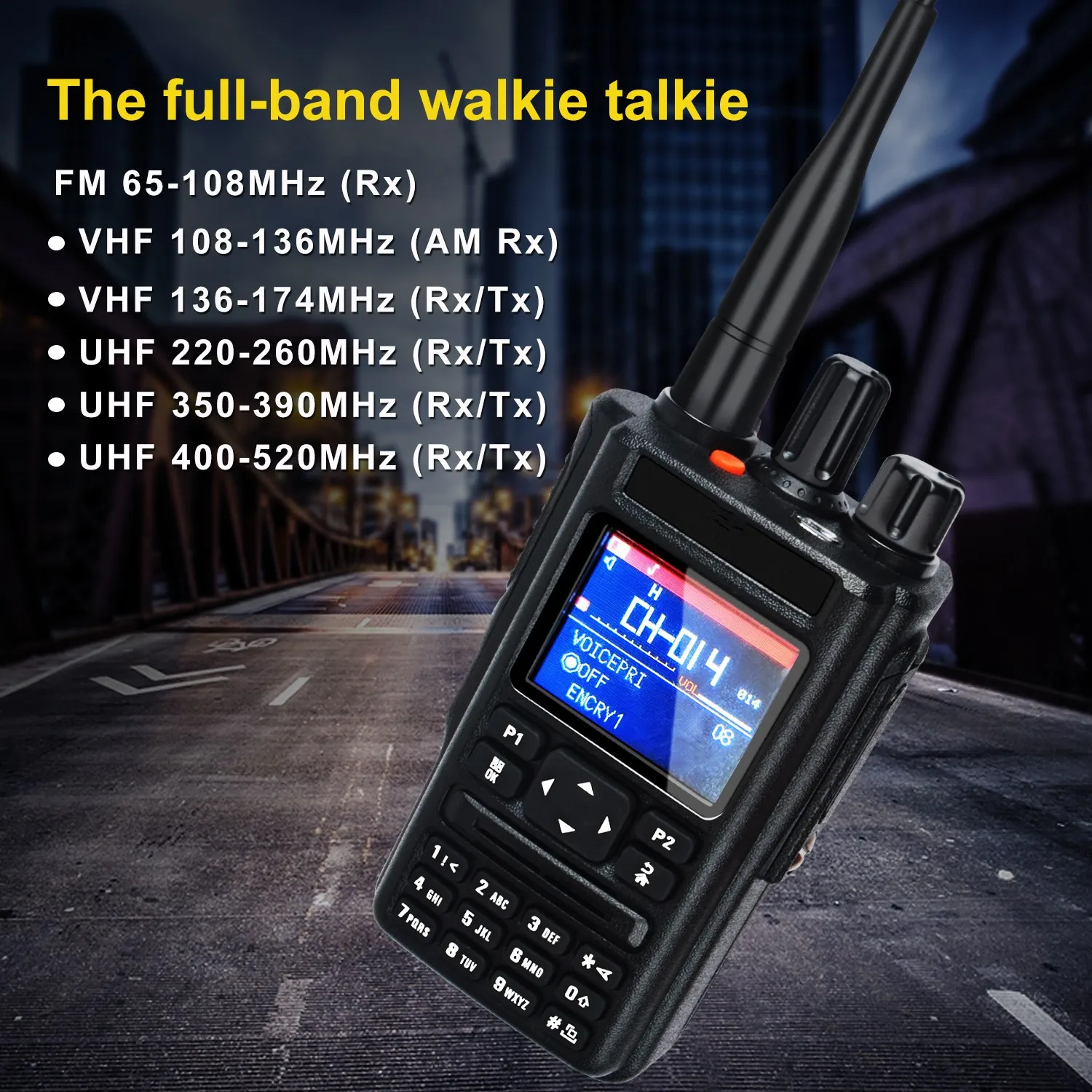 UV Full Band Walkie Talkie Outdoor Exploration and Rescue Handheld Radio GPS Bluetooth Aviation Frequency Automatic Frequency
