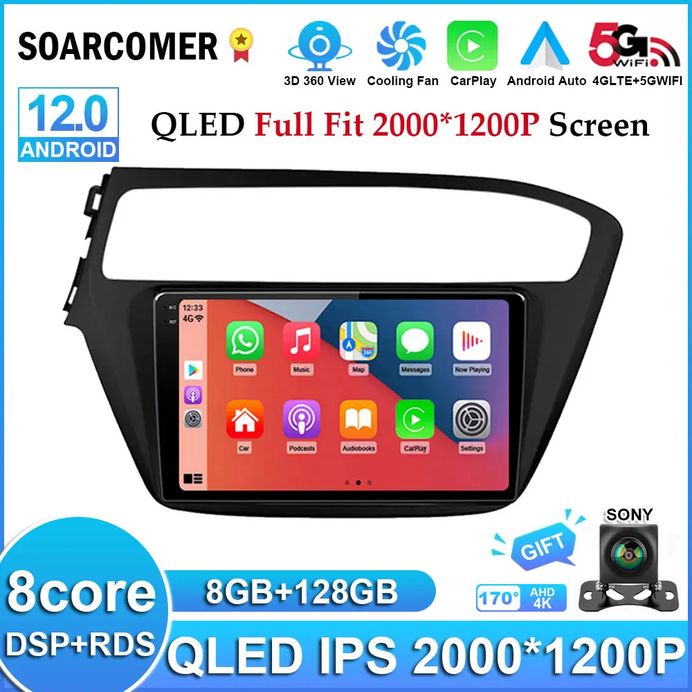 

Автомагнитола на Android 12 для Hyundai I20 2018 2019, мультимедийный плеер LHD 2.5D QLED IPS, Автомагнитола для Carplay, GPS-навигация, DSP, RDS, BT, DVD