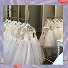 FATAPAESE цветочные платья для девочек, свадебное платье макси, иллюзионное платье для вечеринки, детское платье принцессы, Тюлевое бальное платье