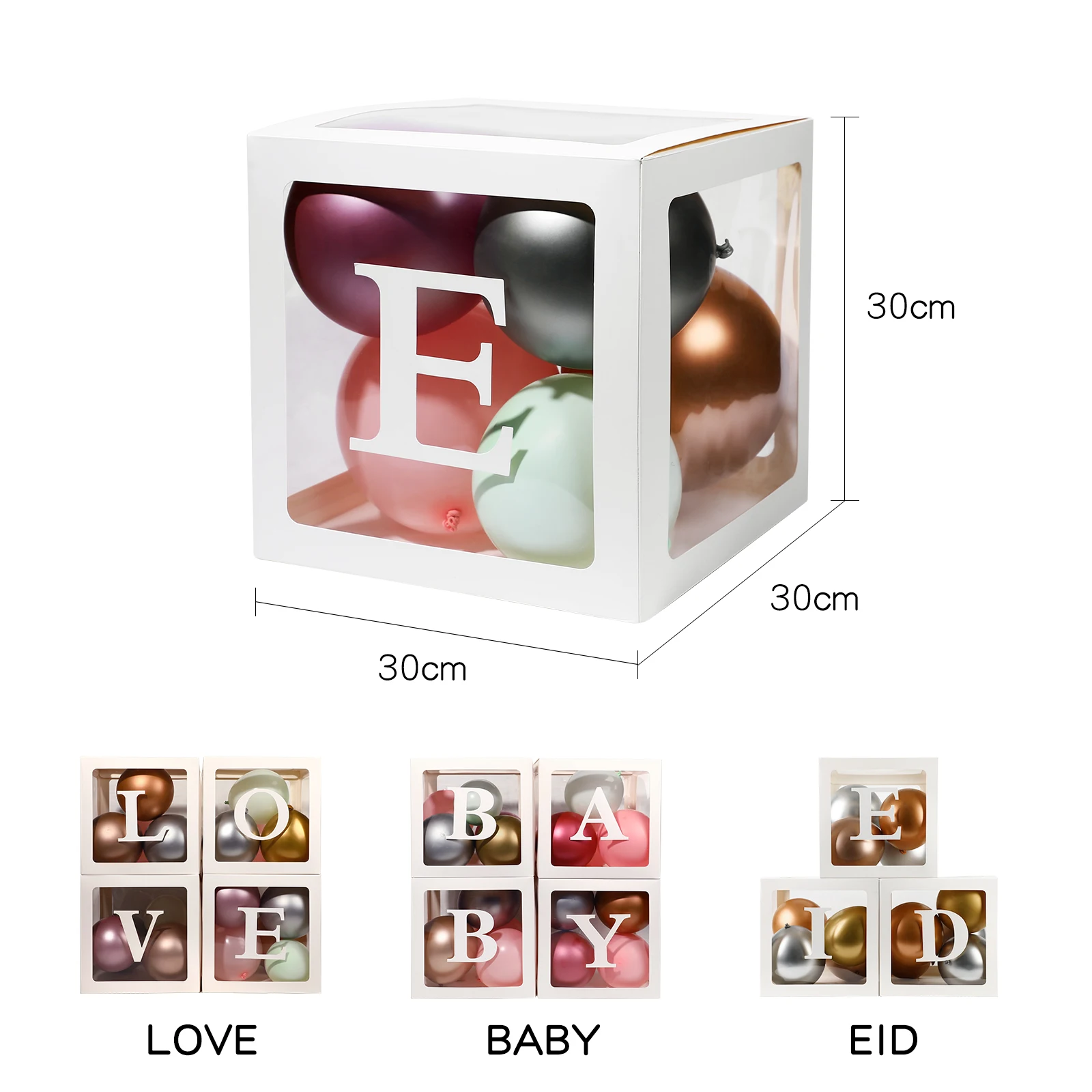 

ramadan decoration 2022 Balloon Box eid mubarak Name Transparent Box Letter Birthday Balloon Box baby shower decoration balloons