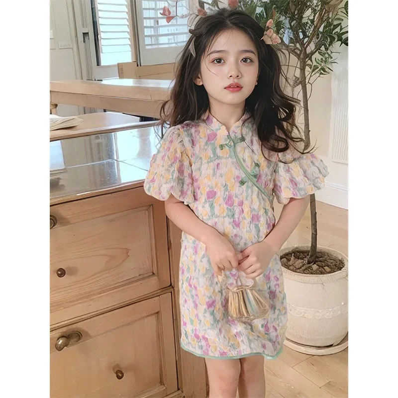 Стильное детское платье корейской версии Новинка лета 2024 повседневное для
