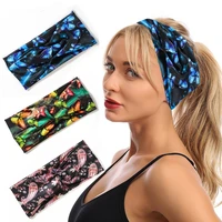 fashion women headband cross top knot elastic hair bands vintage print girls hairband hair accessories twisted knotted headwrap