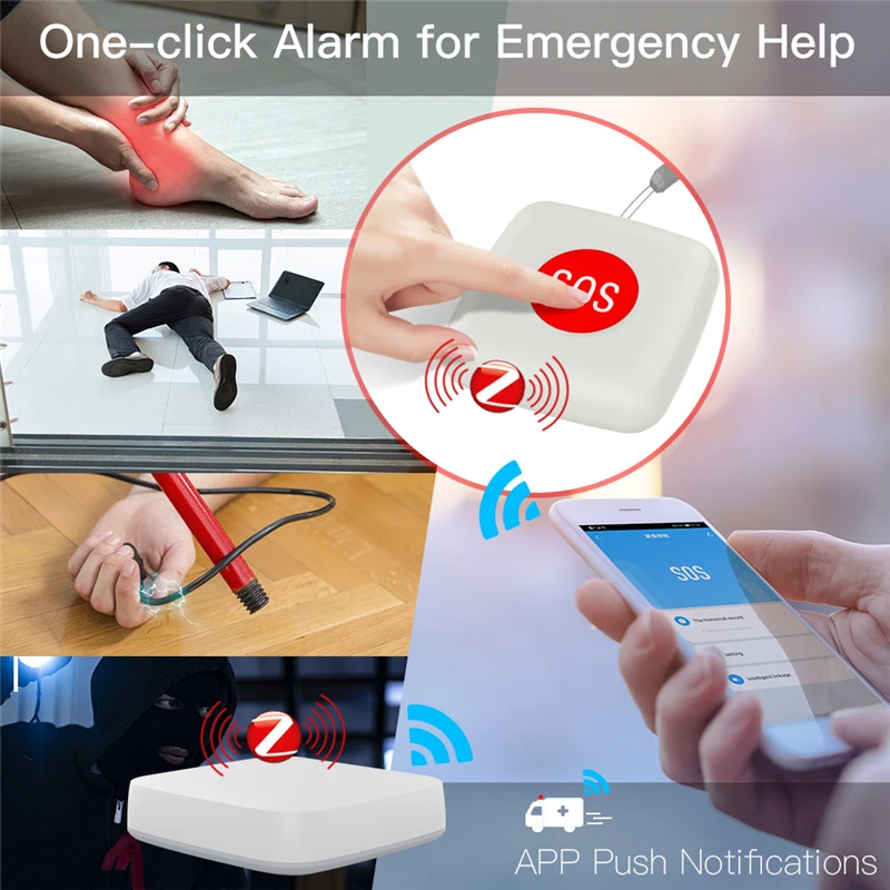 TUYA ZigBee SOS Button Sensor Alarm Elderly Alarm Waterproof Emergency Panic Button Tuya Smart Life App Remote Control enlarge