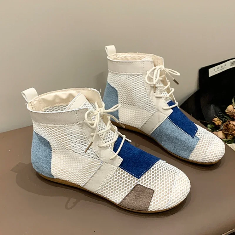 Новый стиль простая женская обувь с короткой сеткой повседневная модные