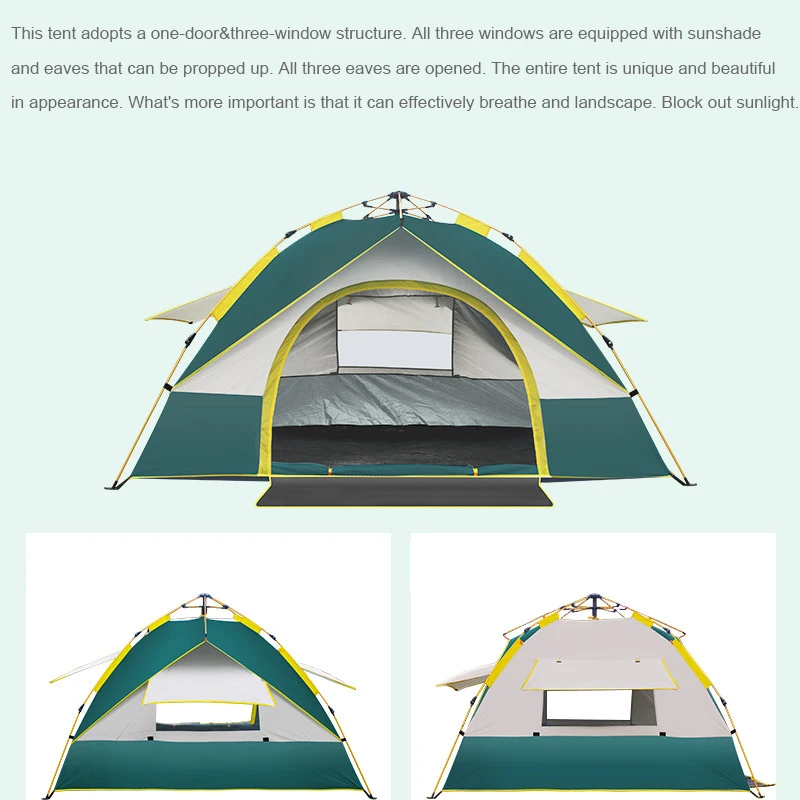 

1-4 Person Fully Rainproof Sunshade Awning Automatic Tent Camping Travel Family Shelter Beach Easy Open Hiking Tents Windproof