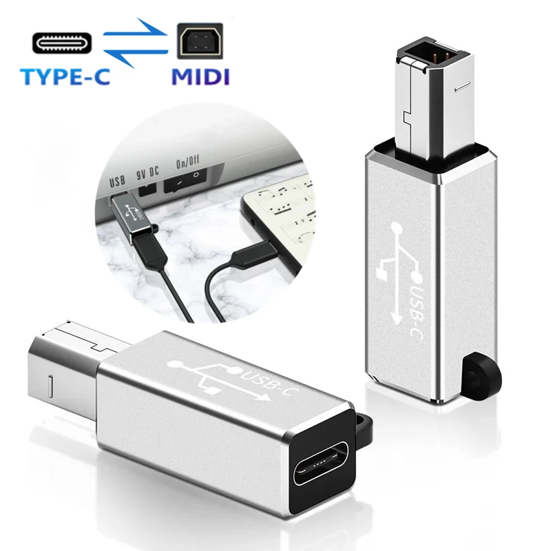 Metal MIDI Type C Adapter USB-C Female To Male Data Transfer Anti-lost Converter for Printer Electric Piano Drum Organ 2022 |