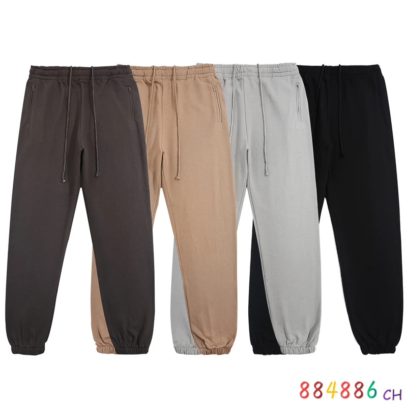 

Classic Season 6 Sweatpants Men Women 1:1 High Quality Zip Pocket Kanye West Leggings Washed Pants Solid Terry Cloth Trousers