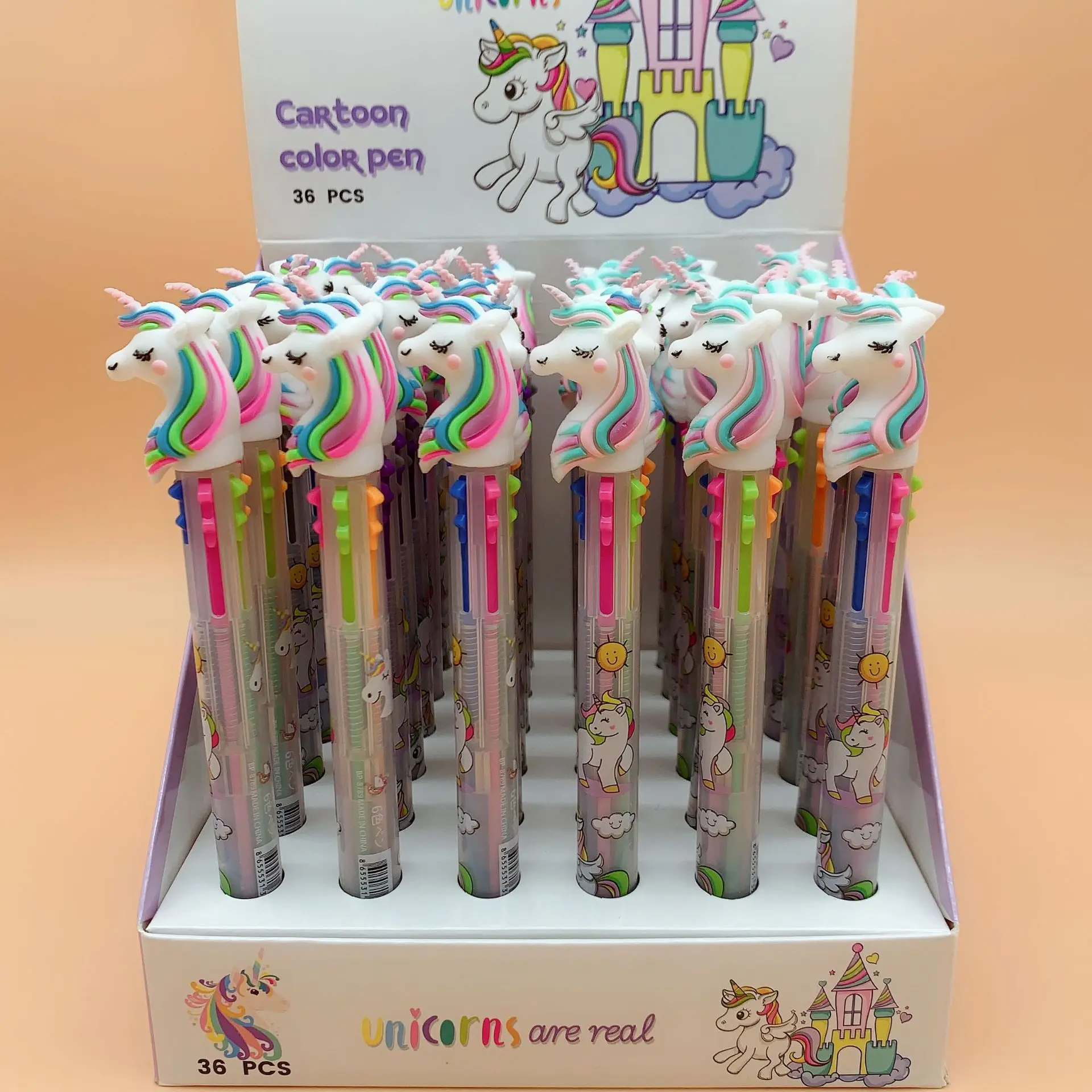 

Cute 6 Color Animal Ballpoint Pen Pony Unicorn Kawaii Rollerball Cartoon Silicone Tip Pen School Office Supplies Gift Stationery