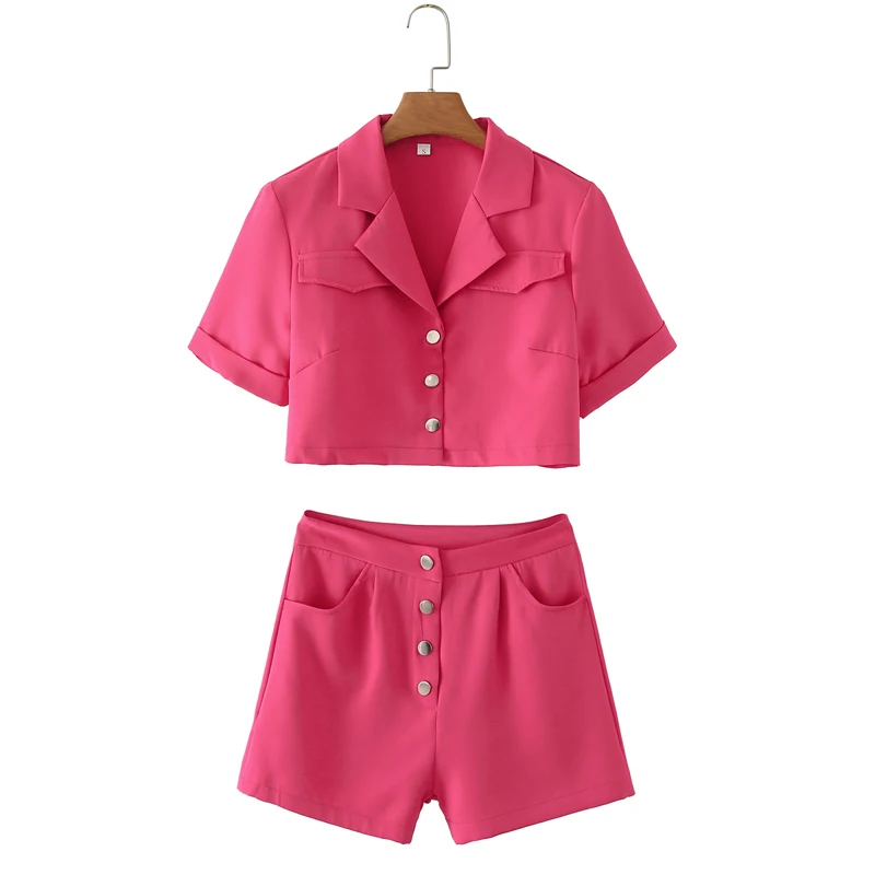 

Summer Clothes Women 2022 Casual Two Peice Sets Solid Shorts Suit Crop Blazers Suit Female