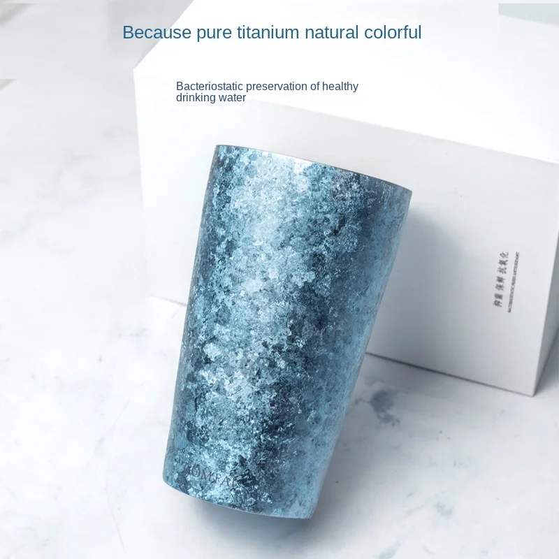 Пивная чашка из чистого титана двухслойная титановая для вина холодная изоляция