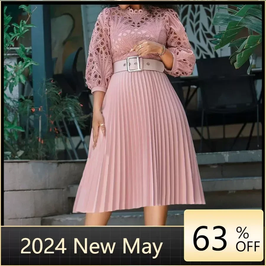 Сексуальные кружевные ажурные африканские платья для женщин 2024 летняя одежда