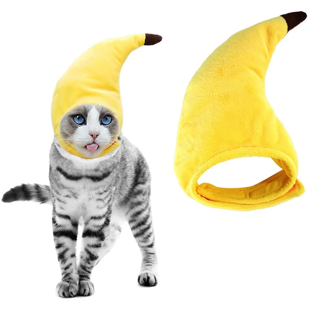 

2023 Banana Cat Fun Pet Dog Cat Hat Cute Role Play Accessories Photo Props Headwear Banana Cat Headwear