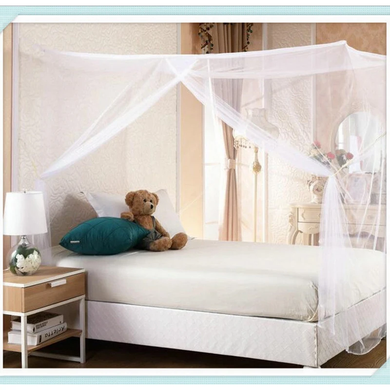 

0.9/1.2/1.5/1.8M Wide Four Corner Post Student Canopy Bed Mosquito Net Moustiquaire Canopy White Netting Queen King Twin Size