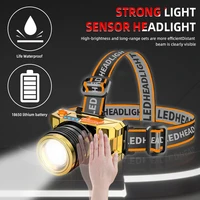 usb rechargeable built in 18650 battery led strong headlight super bright head mounted flashlight outdoor night fishing headlamp
