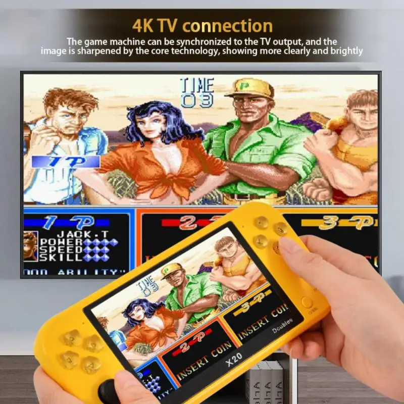 

X20 5.1inch Large Screen Arcade Rocker Handheld Game Players Built-in 8G HD Video Game Console Support Wireless / Wired Gamepads