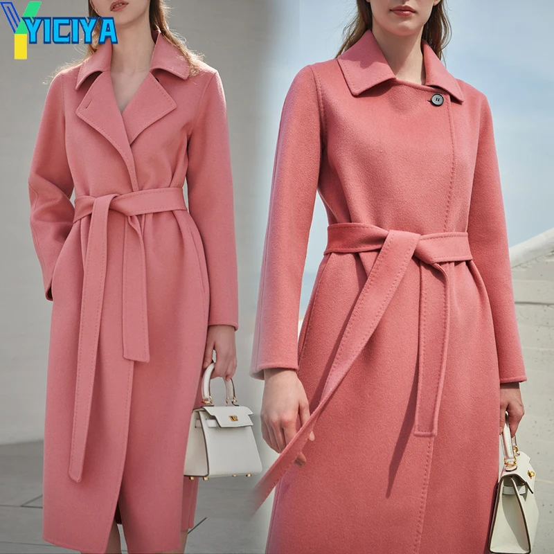 

YICIYA Women's High-end Double-sided Long Cashmere Coat Winter Coat For Women Trench Wool Coats Windbreaker Woman Cocostly Top