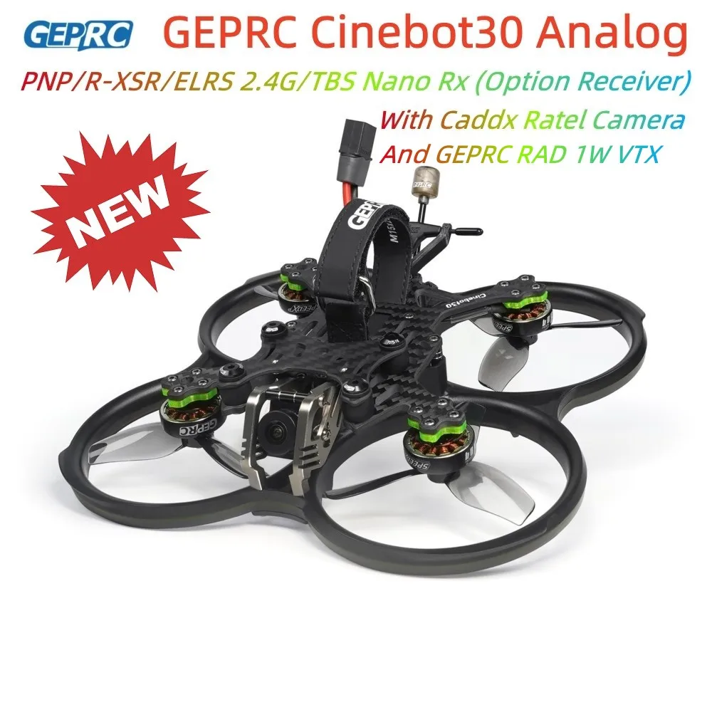 GEPRC Cinebot30 Analog 4S 6S Ultralight FPV Racing Drone PNP/R-XSR/ELRS 2.4G/TBS Nano Rx with Caddx Ratel 2 GEP-F722-45A AlO