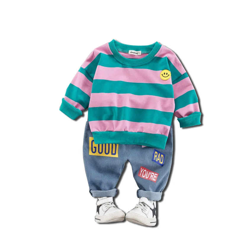 

Hot sale Cotton autumn casual striped kid suit children set baby clothing boys clothing girl clothing baby clothes clothing set