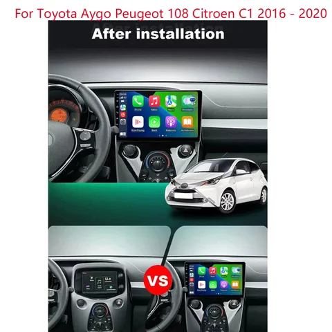 Автомобильный радиоприемник Android 15 для Peugeot 108 для Toyota Aygo B40 2014-2021, мультимедийный видеоплеер, навигация, стерео GPS 2din 2 din DSP