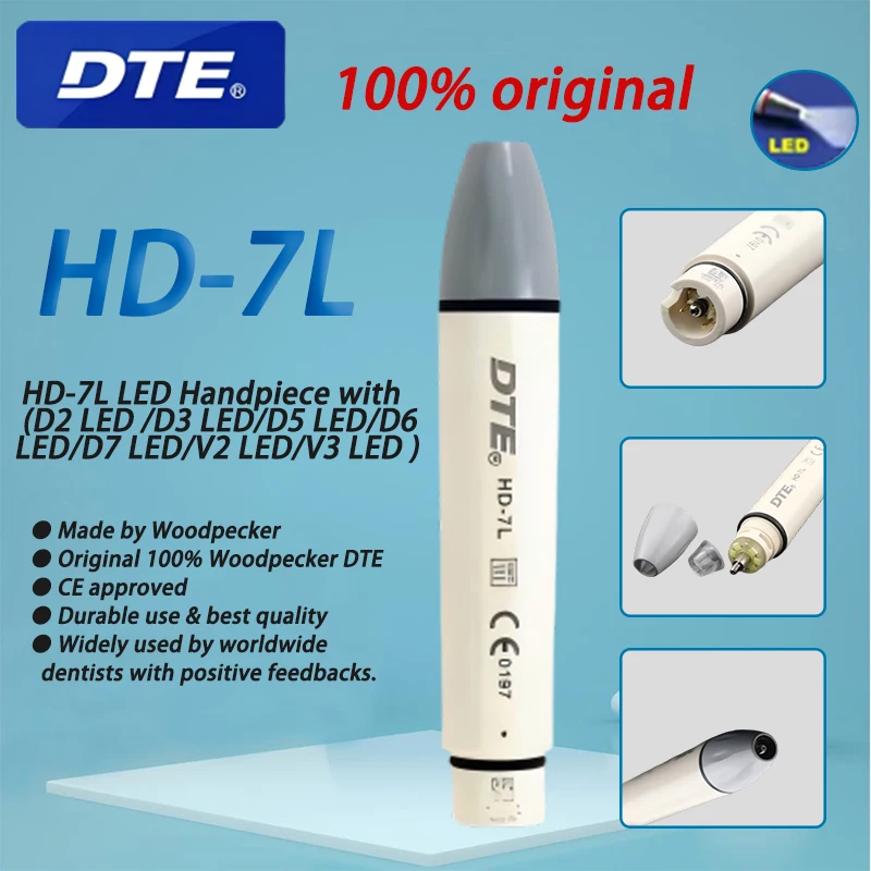 Фото Ультразвуковой стоматологический наконечник Woodpecker DTE HD-7L HD-7H с LED-подсветкой для чистки зубов №2
