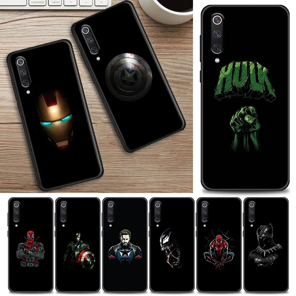 

Silicone Case for Xiaomi Mi 9Lite 8 9 9T 10T A2 Lite 9SE CC9 Note 10 Pro 5G Soft Funda Cover Marvel Black Superhero Avengers