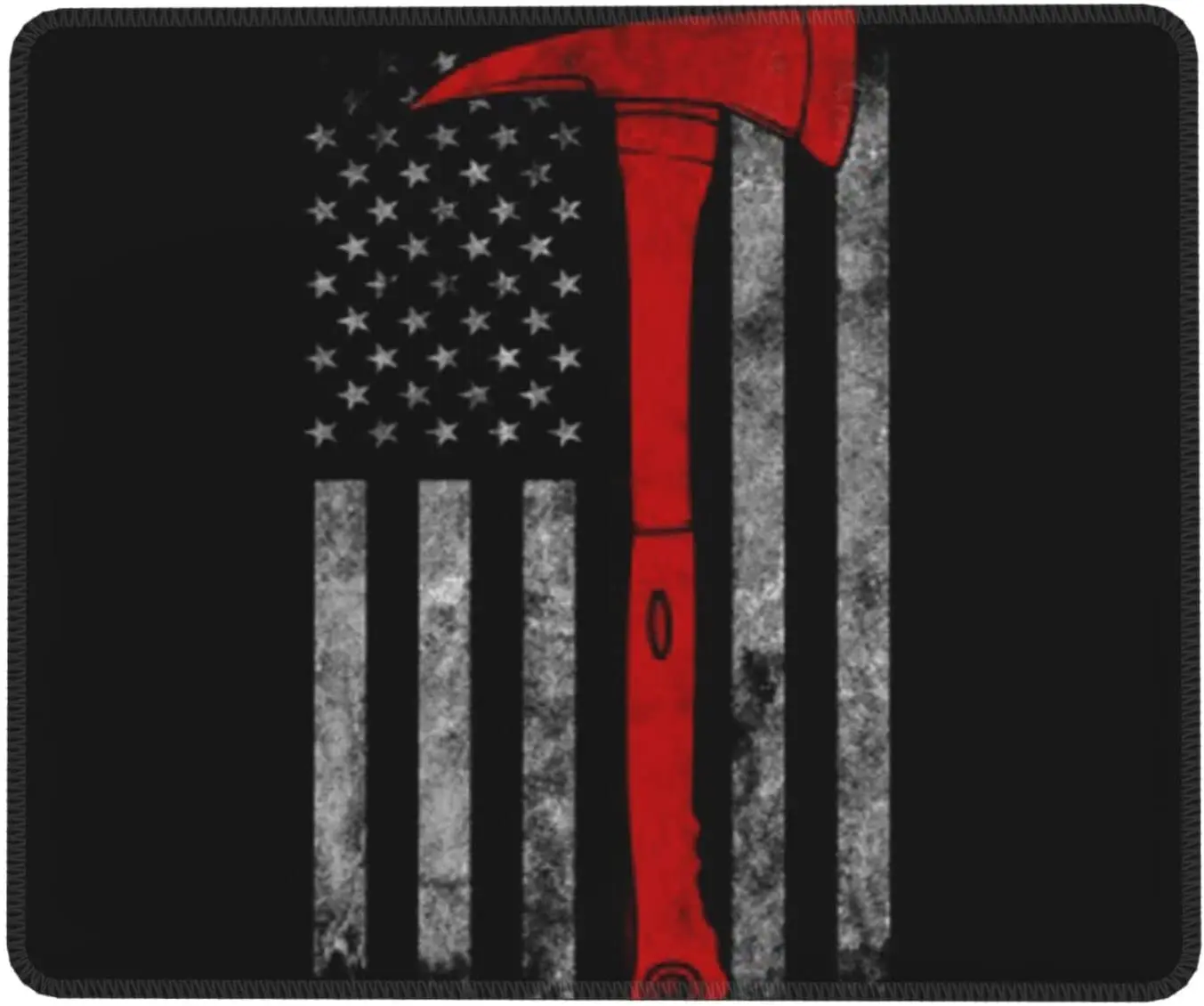 

Round Mouse Pad Firefighter Axe Red Line Flag Mouse Mat Non Slip Rubber Gaming Mouse Pad for Office Home Computers Laptop Gaming