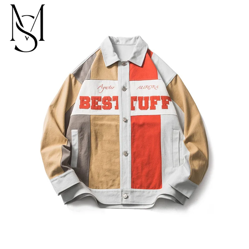 

List of 23 spring new small crowd design sense American style patch embroidered lapel jacket loose casual ruffian handsome